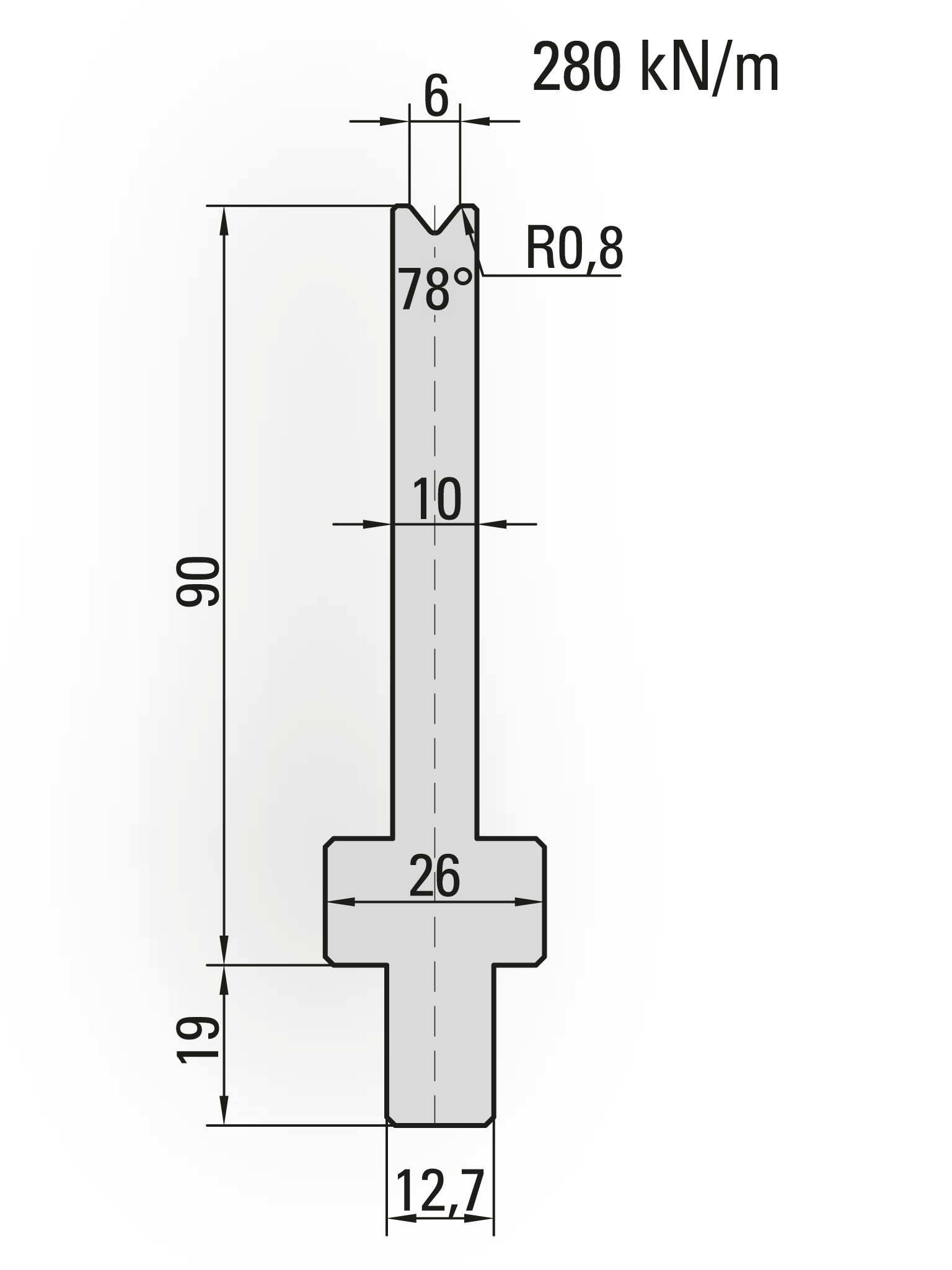 JM - Sistema LVD - Matrices 78°/V6/R0.8 H = 90 mm - Jaminnar
